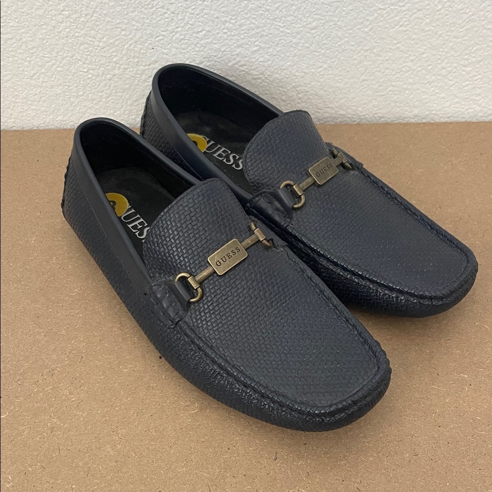 GUESS Men's Textured Blue Slip-On Loafers